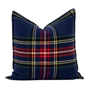 Plaid Throw Pillow Cover 20x20” MERINO WOOL - Multicolor